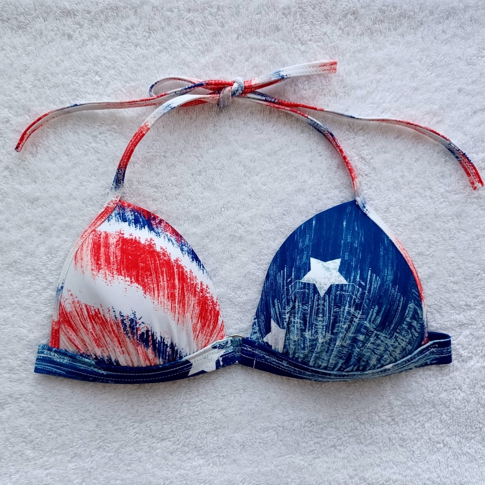 Venus Santa Cruz Push-Up Stars Print Bikini Top, Size 32B/34A